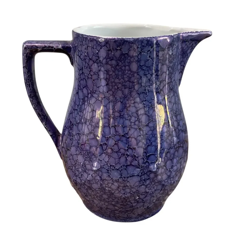 Vintage Retsch Co RCW Blue Iridescent Pitcher Wunsiedel Bavaria Germany